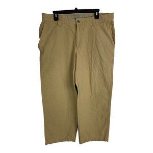 Columbia Mens Adult Pants Size 36x30 Hemmed 27" Tan Carpenter Stained Work Pants
